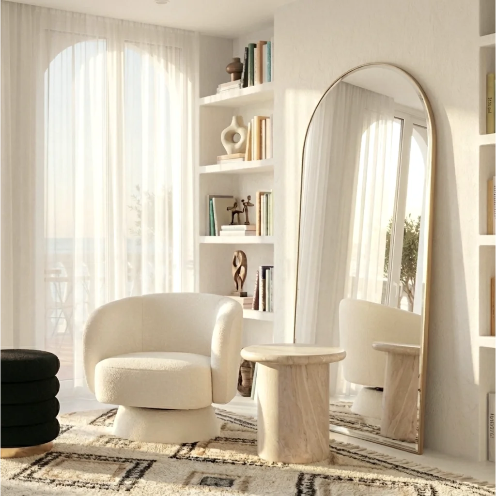 Interior Ave - Celine Swivel Armchair – Chenille Pearl
