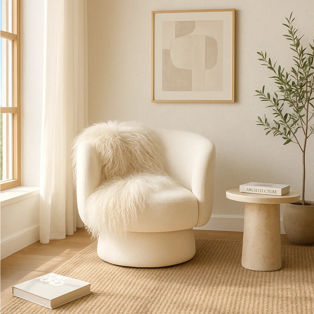 Interior Ave - Celine Swivel Armchair – Chenille Pearl