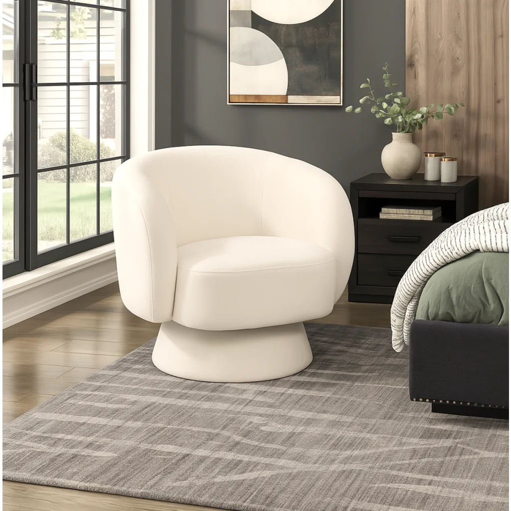 Interior Ave - Celine Swivel Armchair – Chenille Pearl