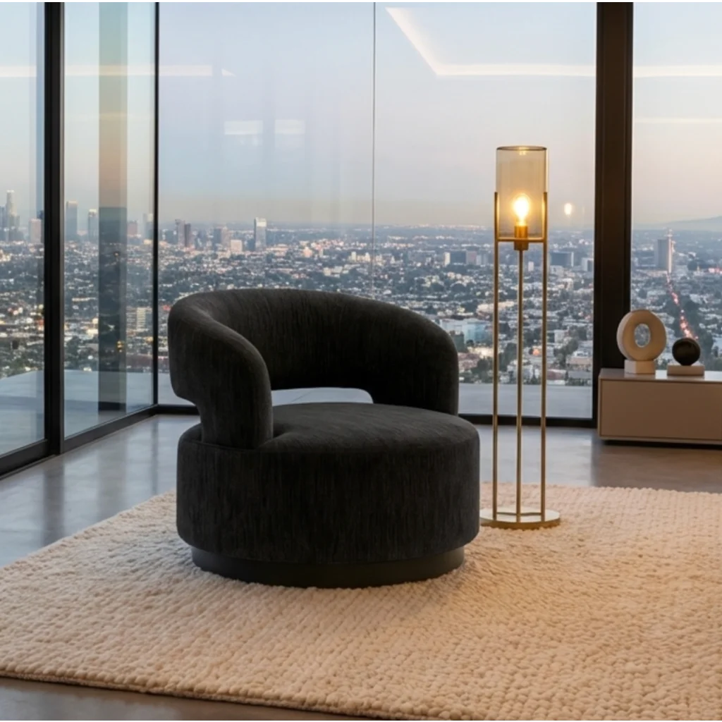 Interior Ave - Coco Milan Swivel Accent Chair - Black