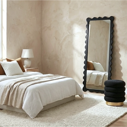 Interior Ave - Freya Scallop Mirror - Black - Large Full