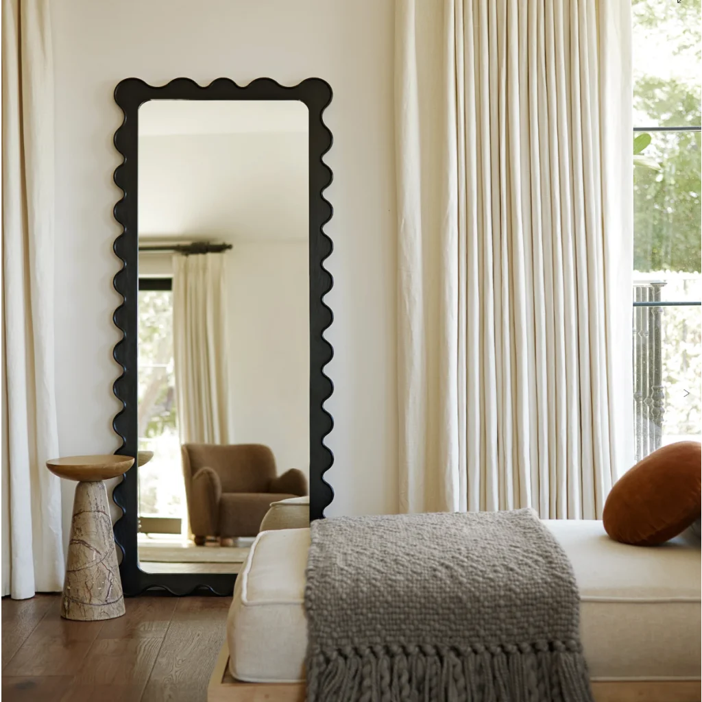 Interior Ave - Freya Scallop Mirror - Black - Large Full