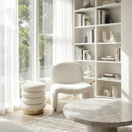 Interior Ave - Haven Curved Boucle Armchair – Sculptural