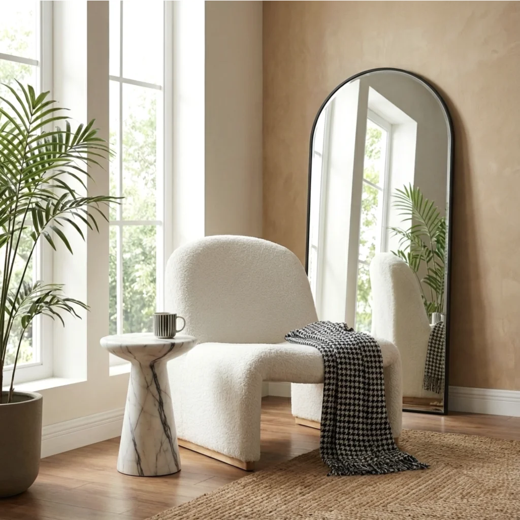 Interior Ave - Haven Curved Boucle Armchair – Sculptural