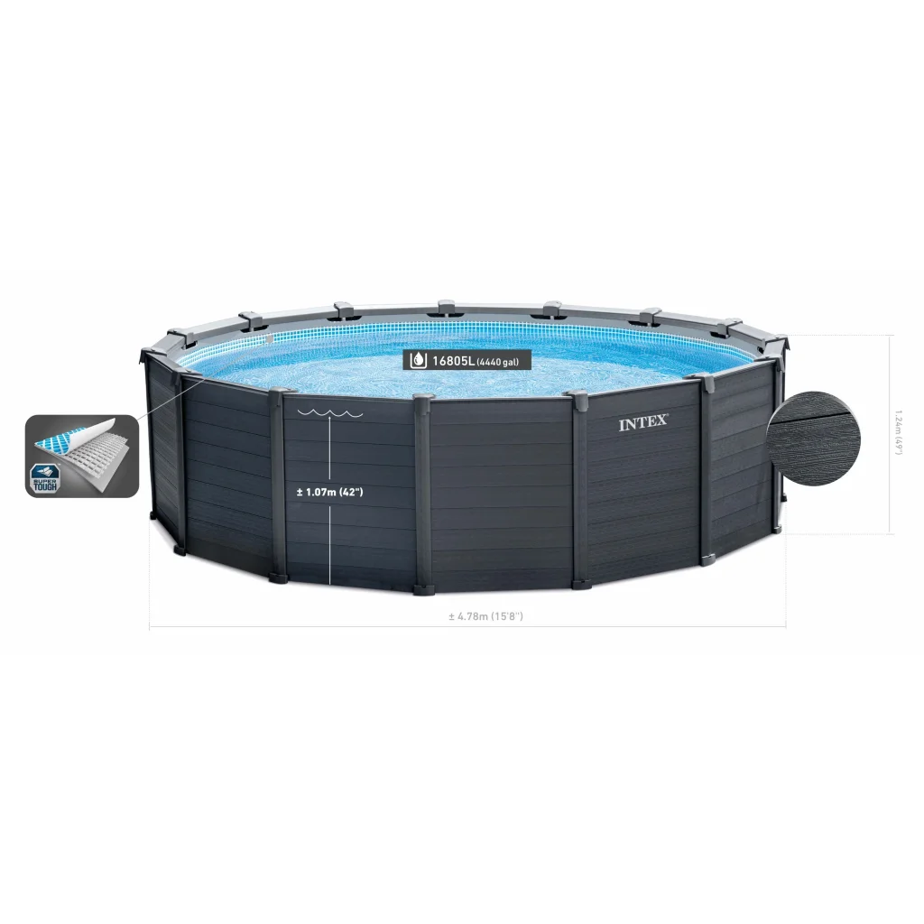 Intex Intex Graphite Grey Panel Pool 4.78 x 1.24M 26384