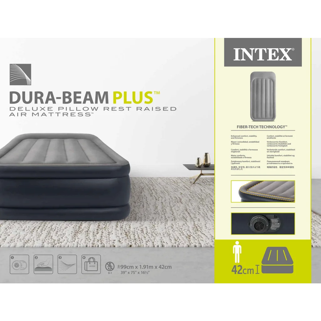 Intex Single (Twin) Plus Series Airbed 42cm 64132 - Outdoor