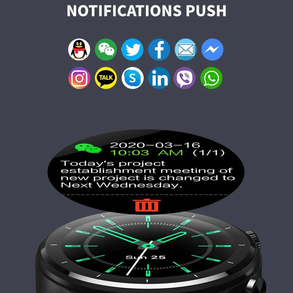 Ip67 1.28 Inch Touch Smart Watch Black - Silver - Fashion >