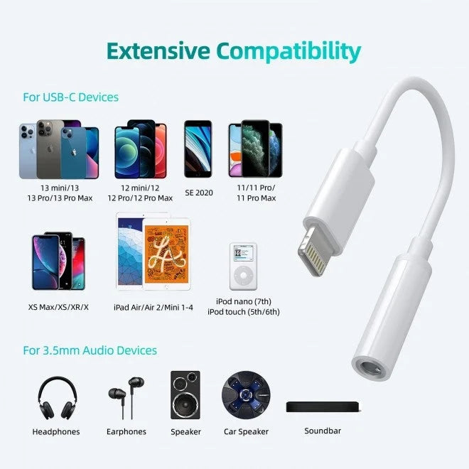 iPhone 8-Pin to 3.5mm Headphone Adapter AUX005