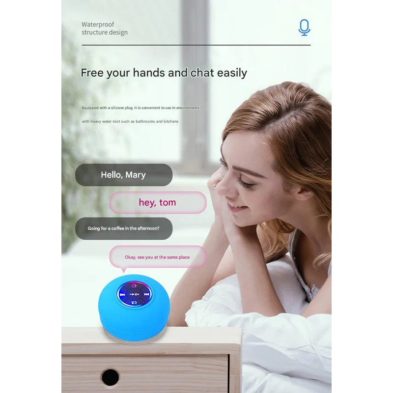 IPX4 Waterproof Bluetooth Shower Speaker with Suction Cup &
