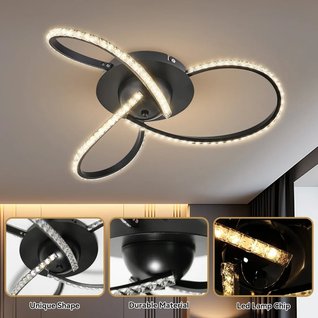 Irie Dimmable 3 Lights LED Ceiling Light - Black - Home &