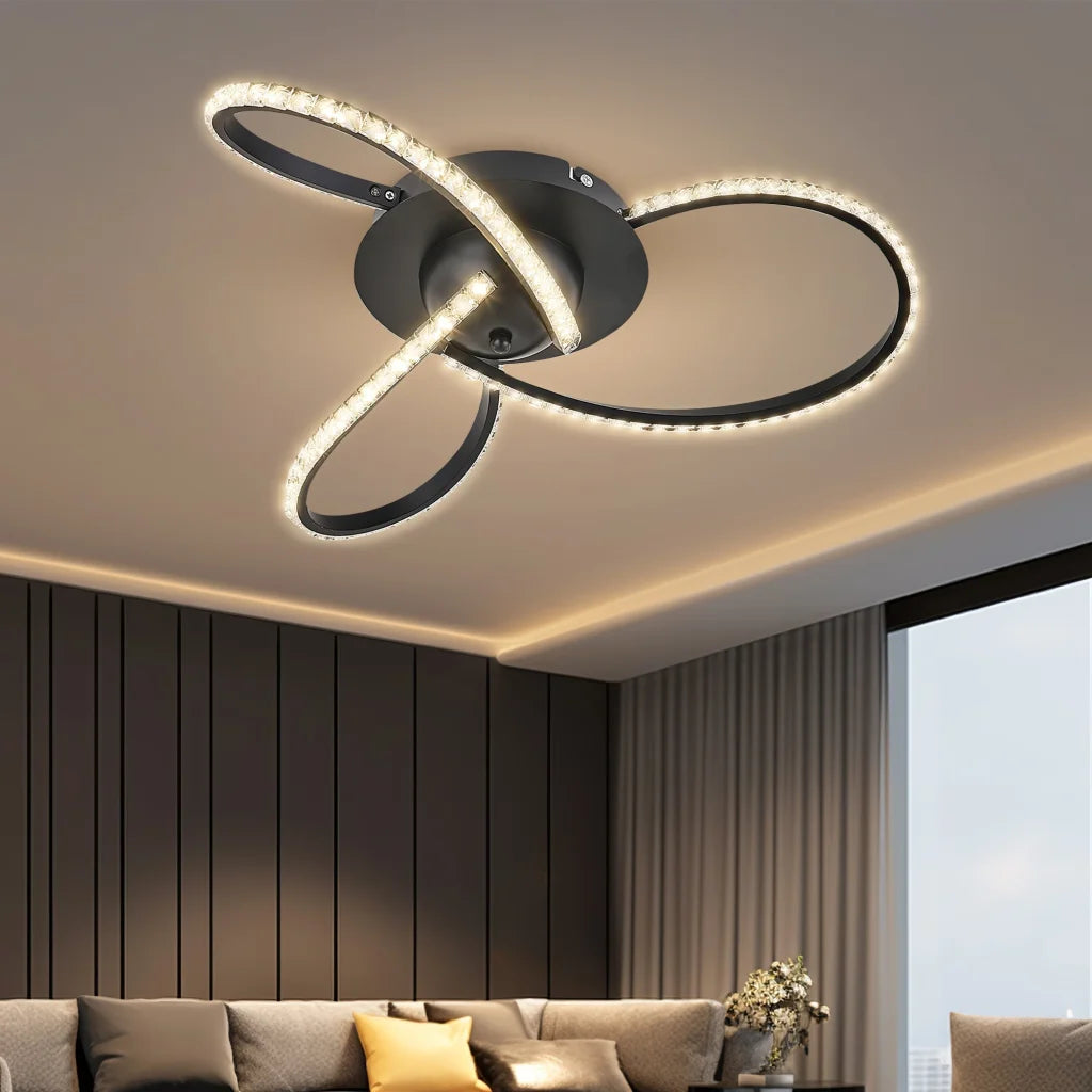 Irie Dimmable 3 Lights LED Ceiling Light - Black - Home &