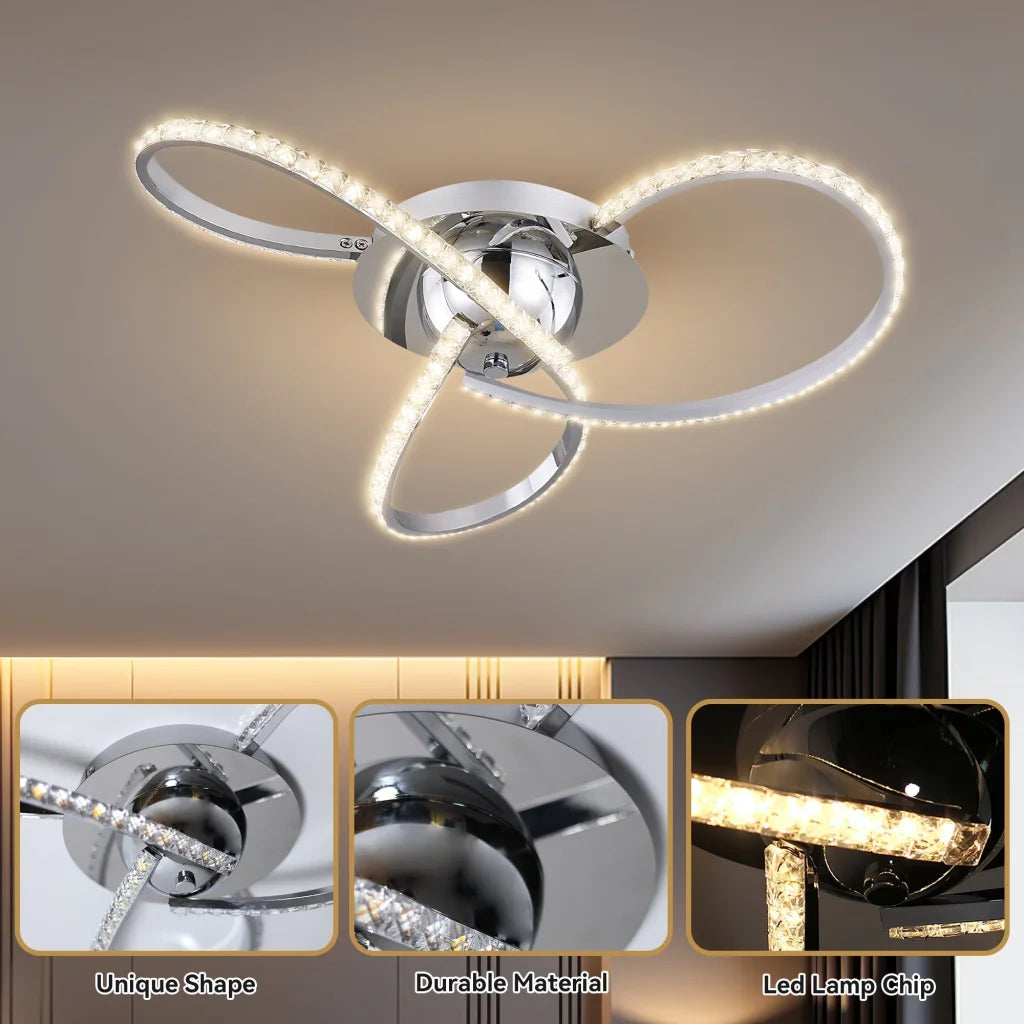 Irie Dimmable 3 Lights LED Ceiling Light - Chrome - Home &
