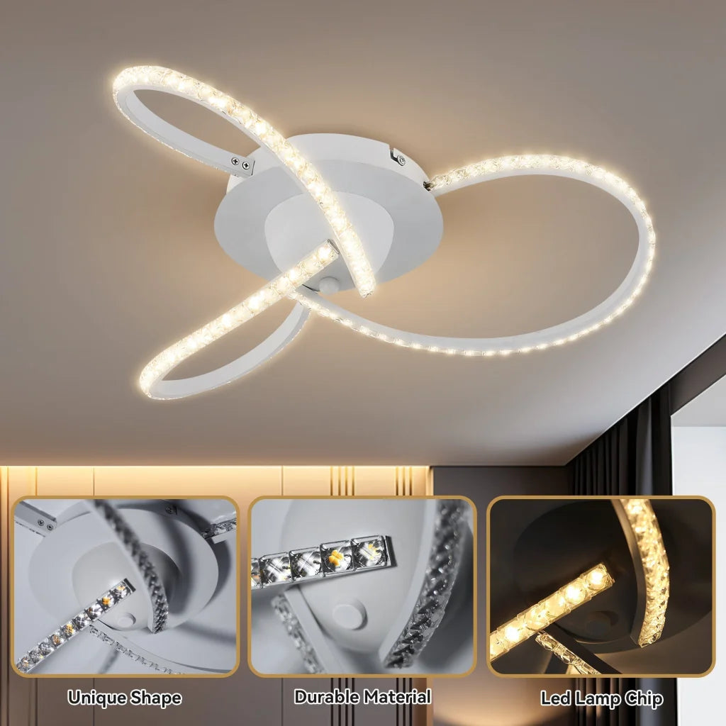 Irie Dimmable 3 Lights LED Ceiling Light - White - Home &