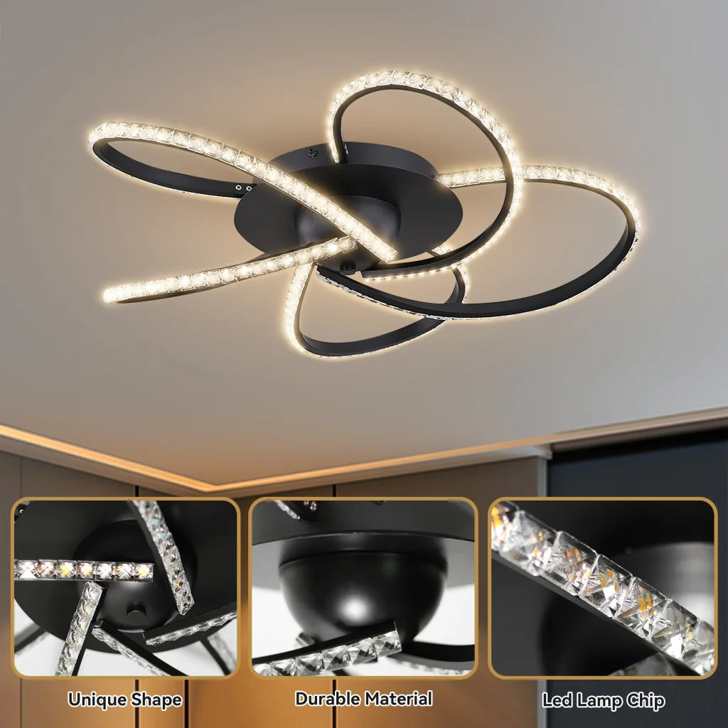 Irie Dimmable 5 Lights LED Ceiling Light - Black - Home &