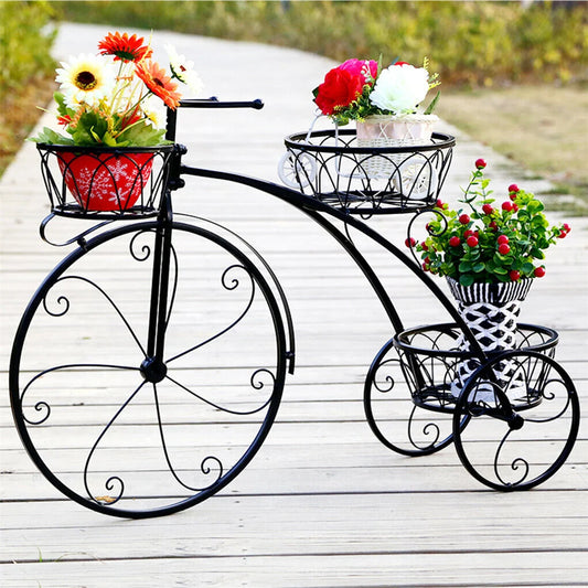 Iron Bicycle Plant Stand Rack Indoor Outdoor Garden - Home