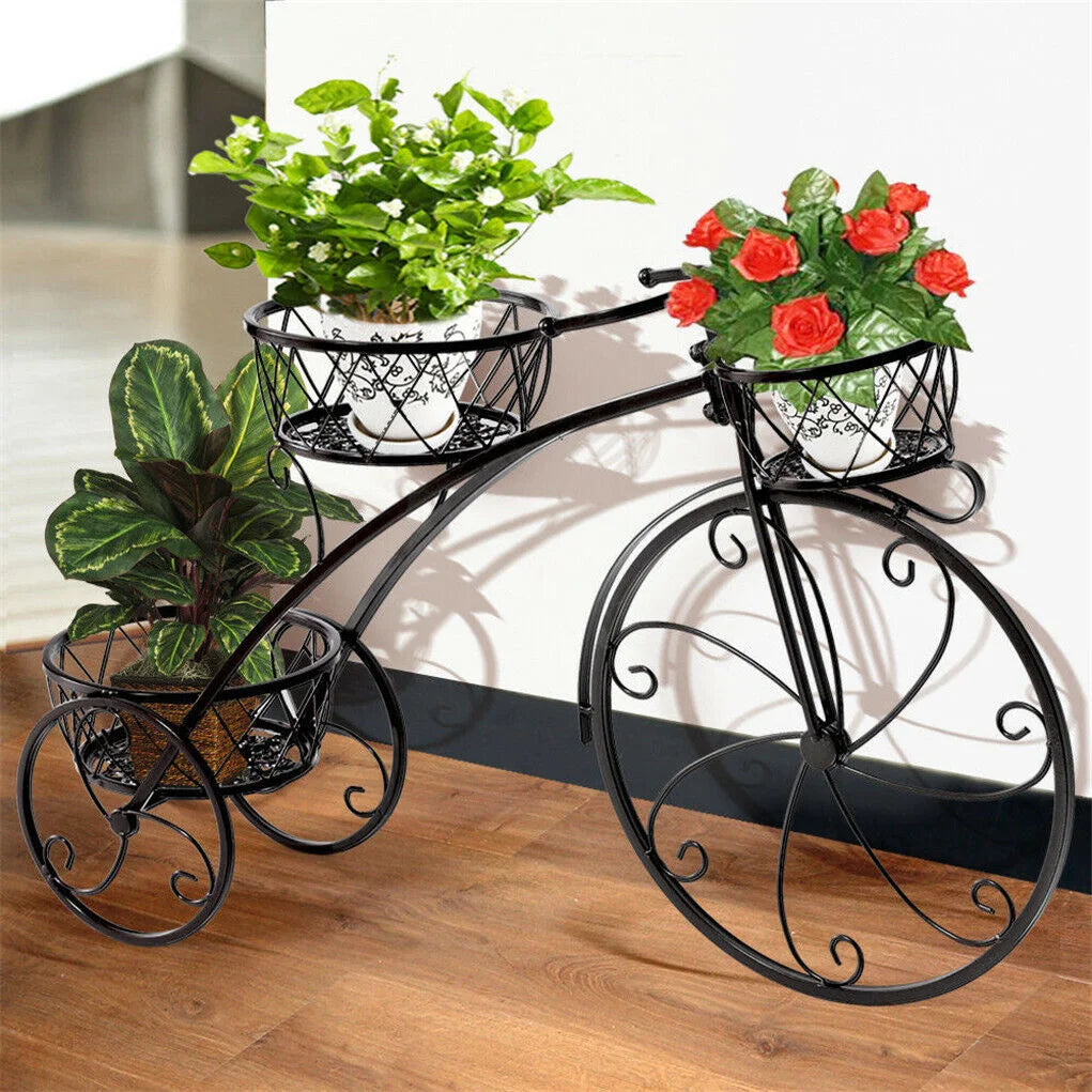 Iron Bicycle Plant Stand Rack Indoor Outdoor Garden - Home