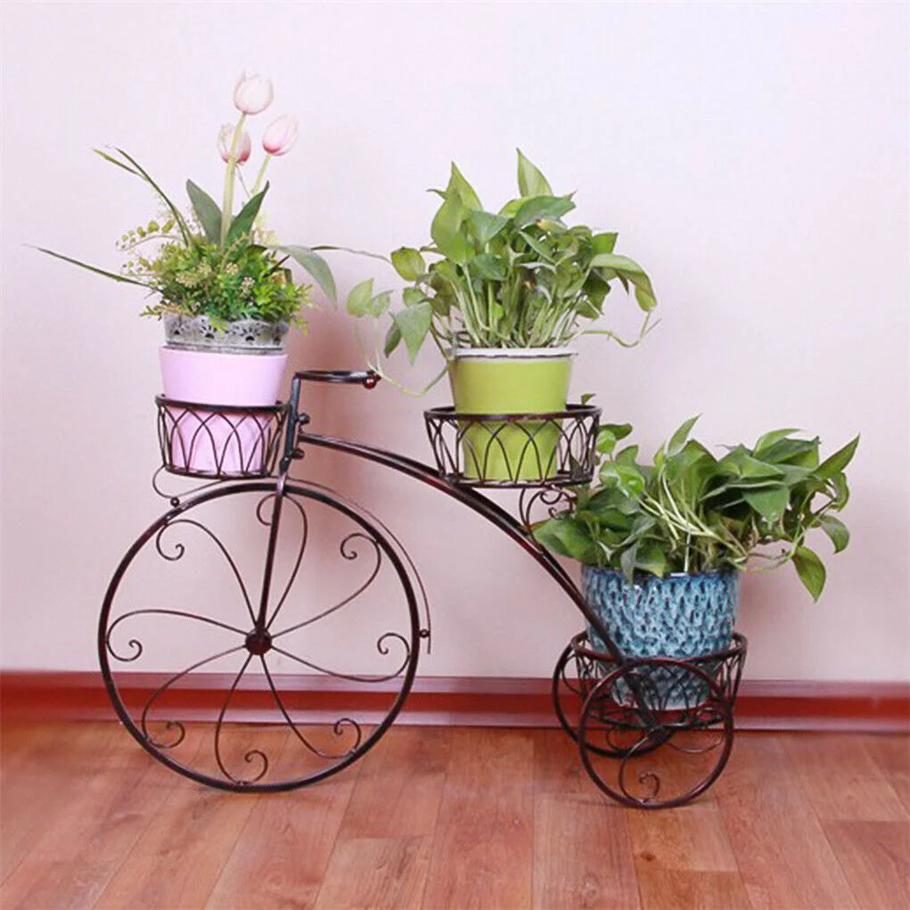 Iron Bicycle Plant Stand Rack Indoor Outdoor Garden - Home