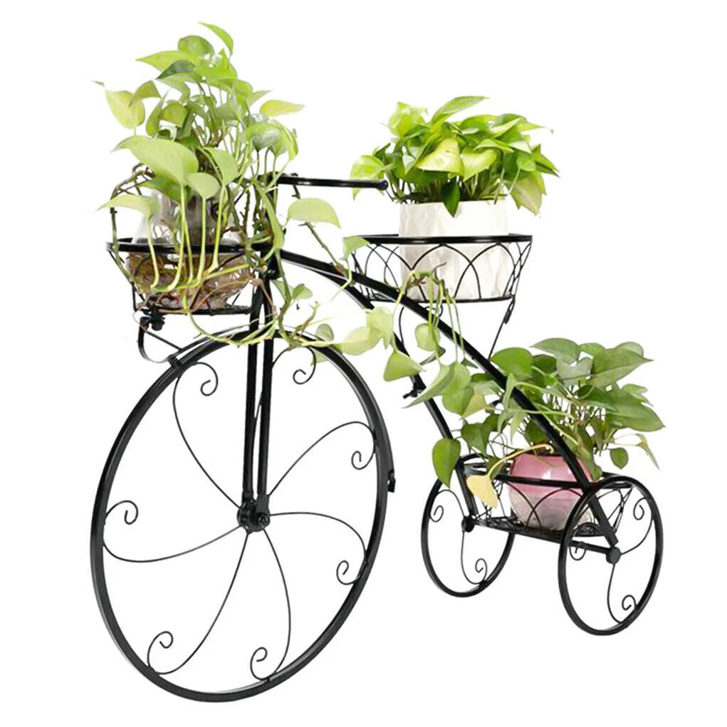 Iron Bicycle Plant Stand Rack Indoor Outdoor Garden - Home