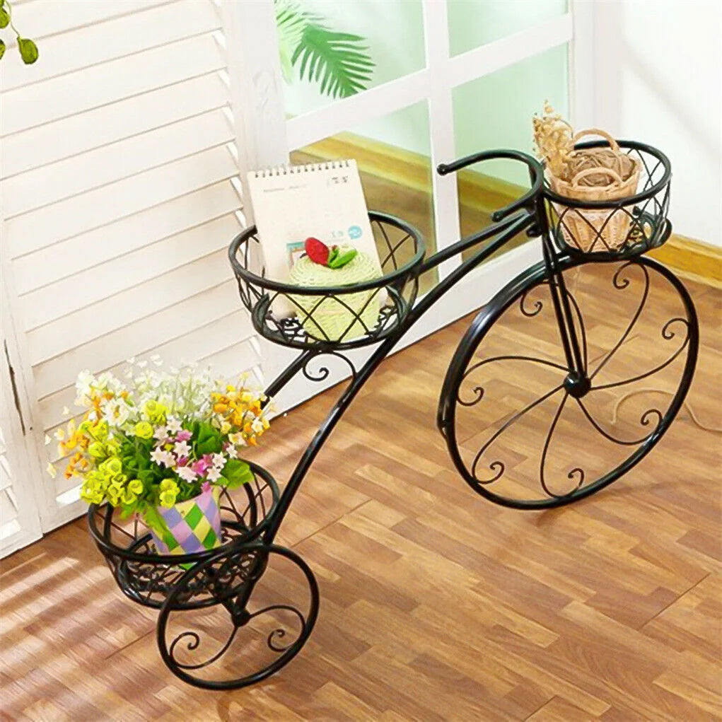 Iron Bicycle Plant Stand Rack Indoor Outdoor Garden - Home