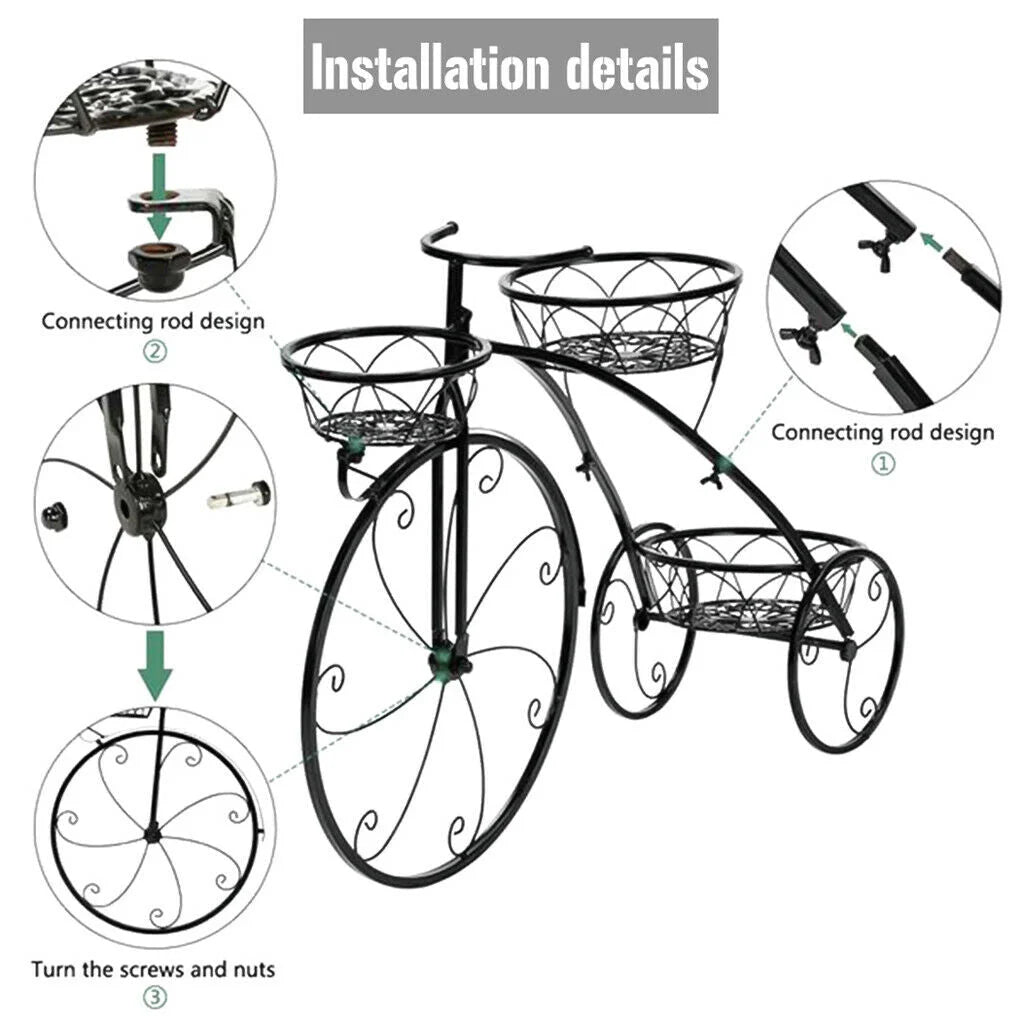 Iron Bicycle Plant Stand Rack Indoor Outdoor Garden - Home