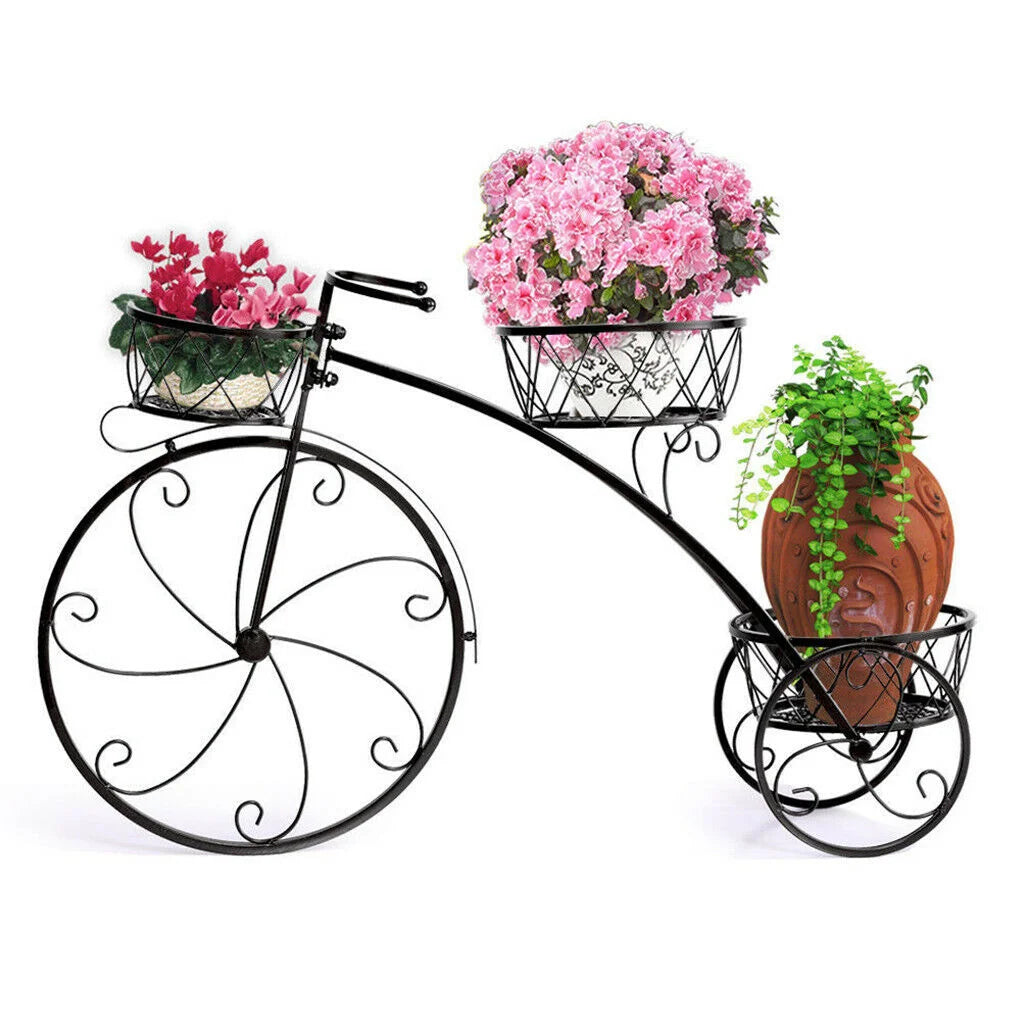 Iron Bicycle Plant Stand Rack Indoor Outdoor Garden - Home