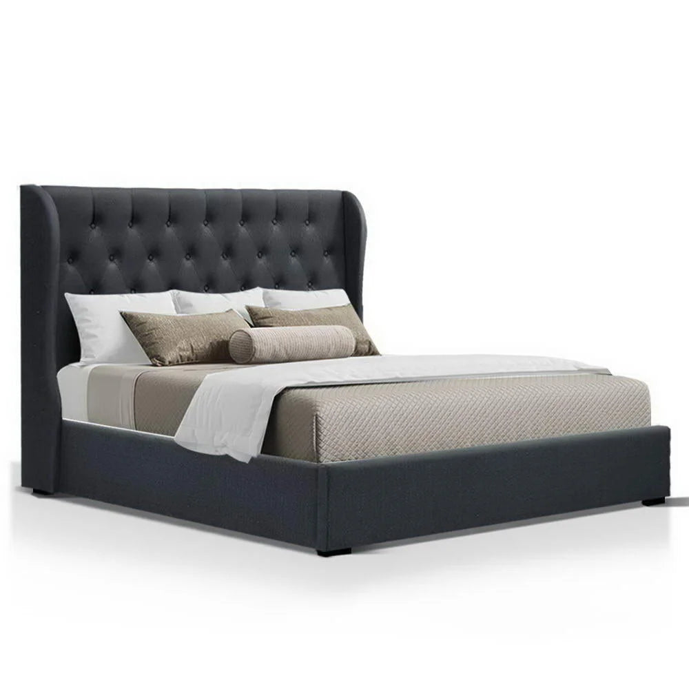 Issa Bed Frame Fabric with Gas Lift Storage
