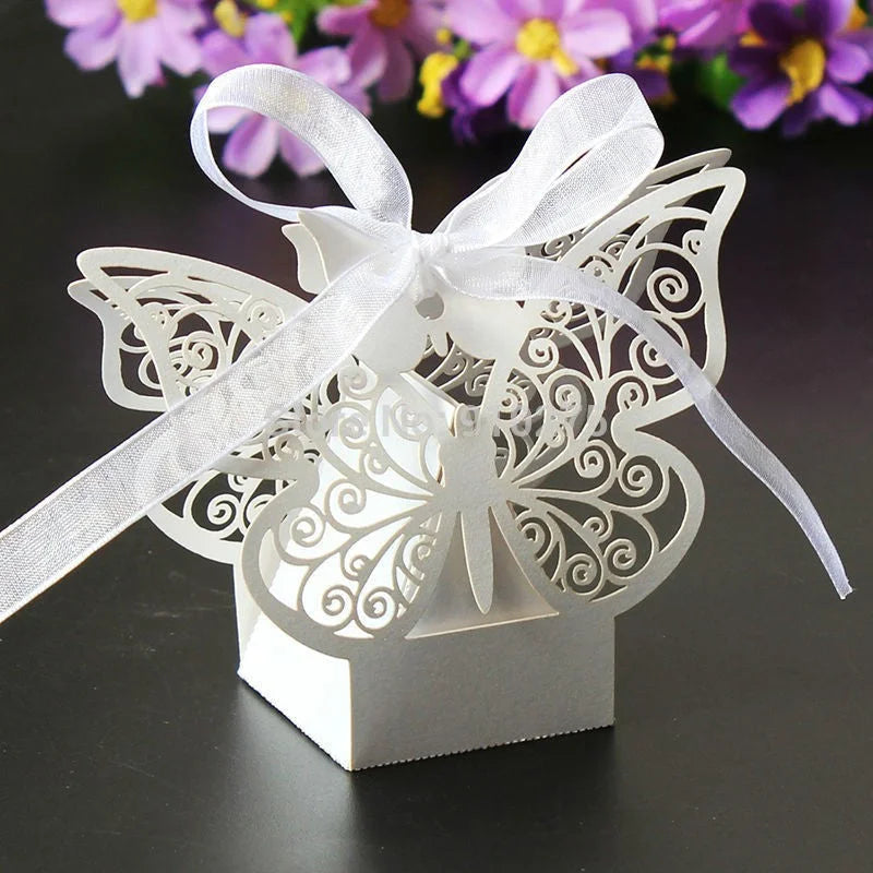 Ivory Cream Butterfly Wedding Engagement Party Bomboniere