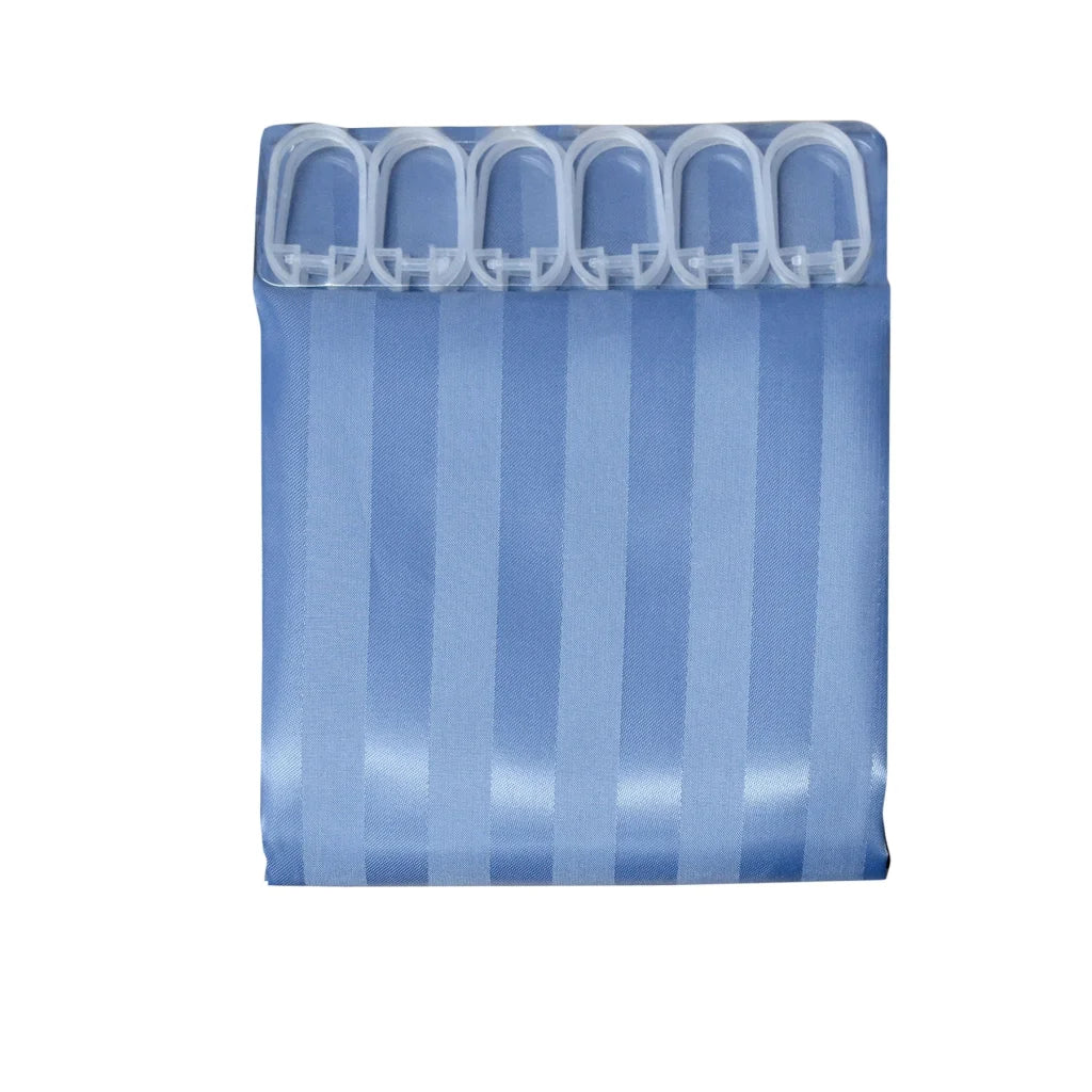Jacquard Stripe Shower Curtain Blue Stone - Artex - Home &