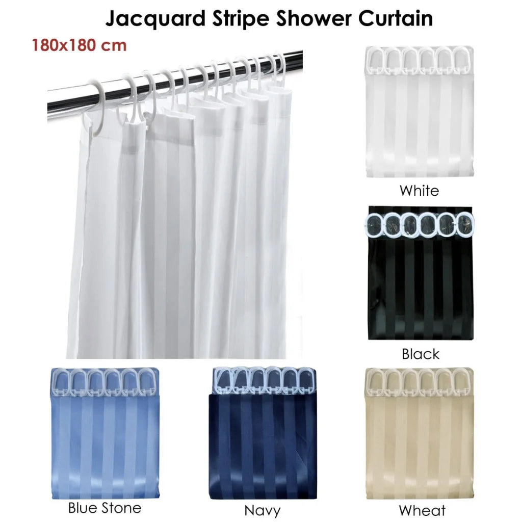 Jacquard Stripe Shower Curtain Navy - Artex - Home & Garden