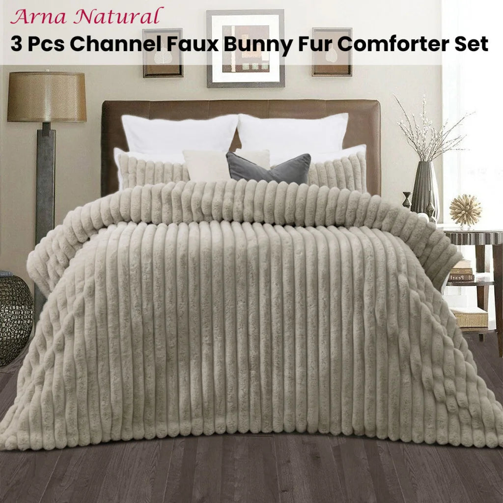 Jane Barrington Arna Natural 3-Piece Channel Faux Bunny Fur