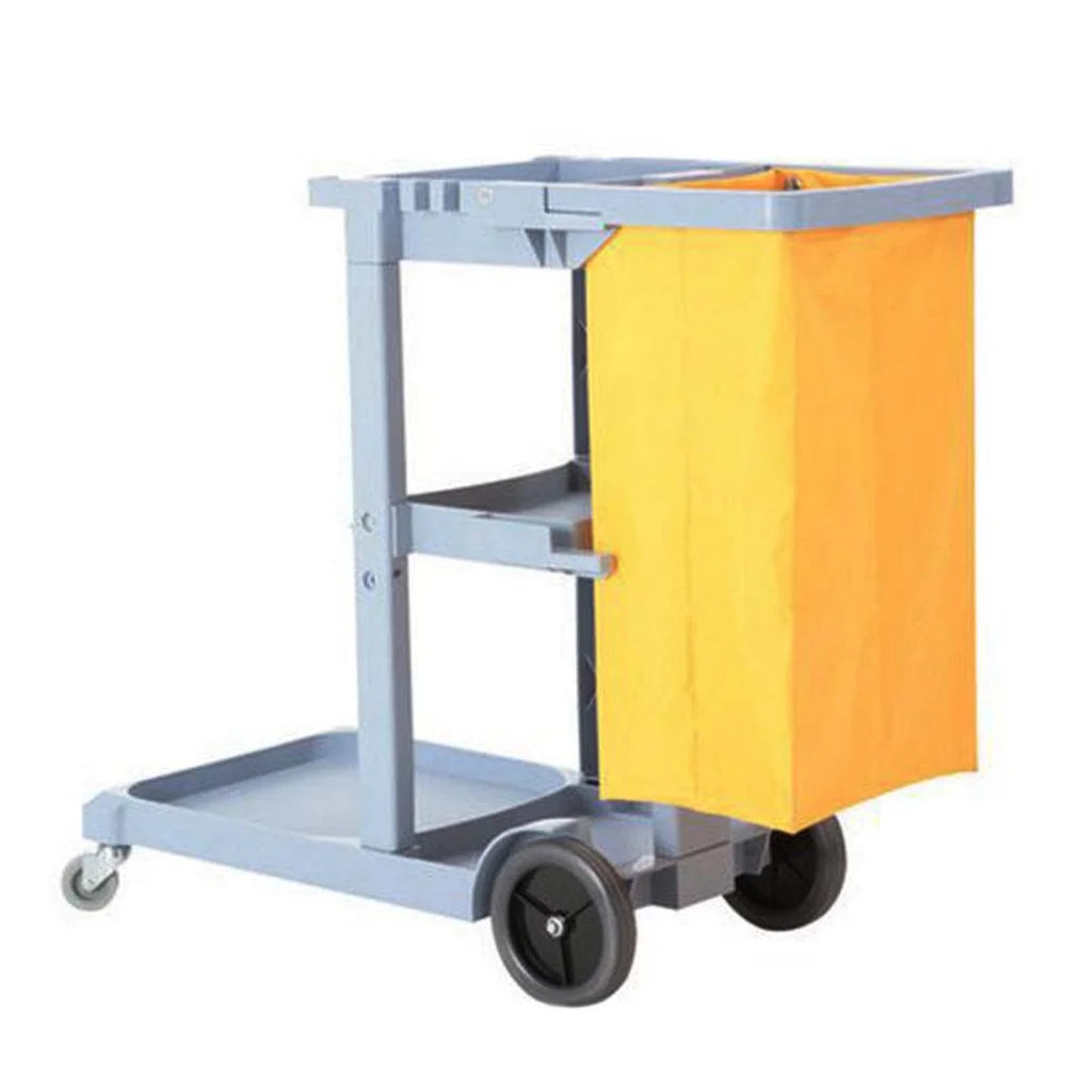 Janitor Cleaning Cart Premium 3-Tier Multifunction Waste Trolley with Waterproof Bag
