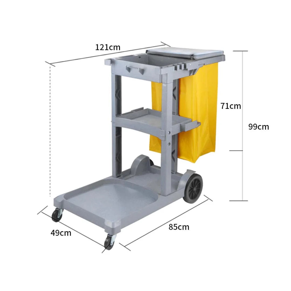 Janitor Cleaning Waste Cart 2X 3 Tier Multifunction Trolley with Waterproof Bag and Lid