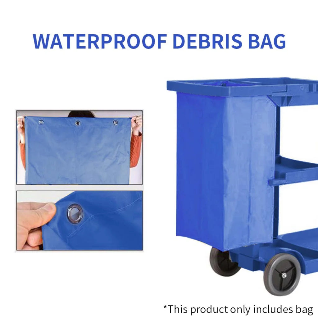 Janitor Housekeeping Cart 2X Oxford Waterproof Reusable Replacement Bag Blue