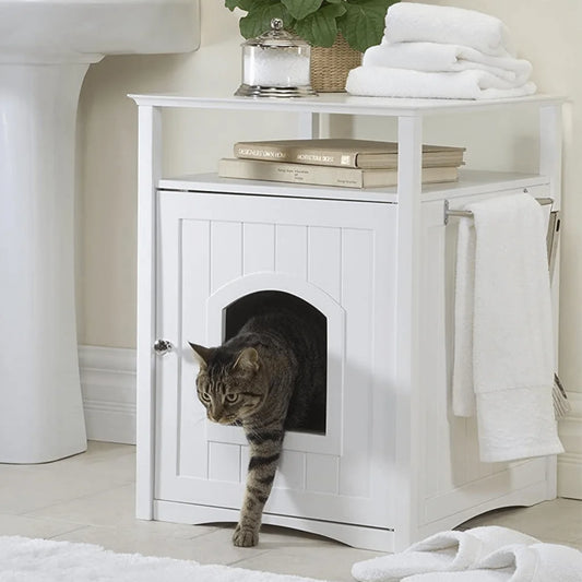 Jasper 2 Cat Litter Cabinet - White - Pet Care