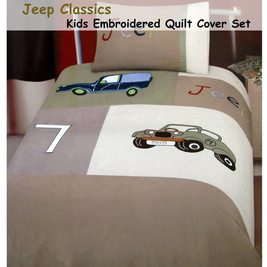 Jeep Classics Embroidered Quilt Cover Set Single - Home &
