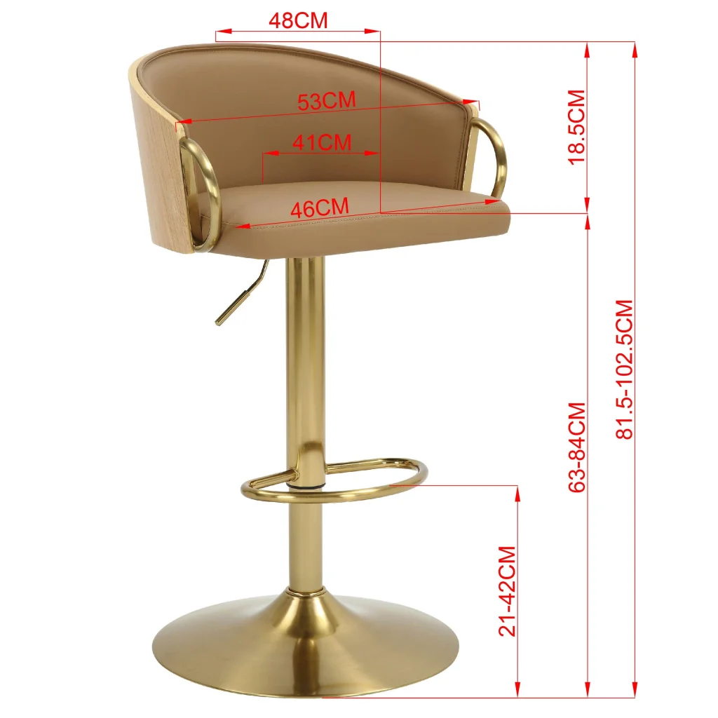 JENSEN GOLD GAS LIFT BAR STOOL - Furniture > Bar Stools &