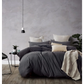 Jersey Cotton Quilt Cover Set 100% - Black Marble - Super