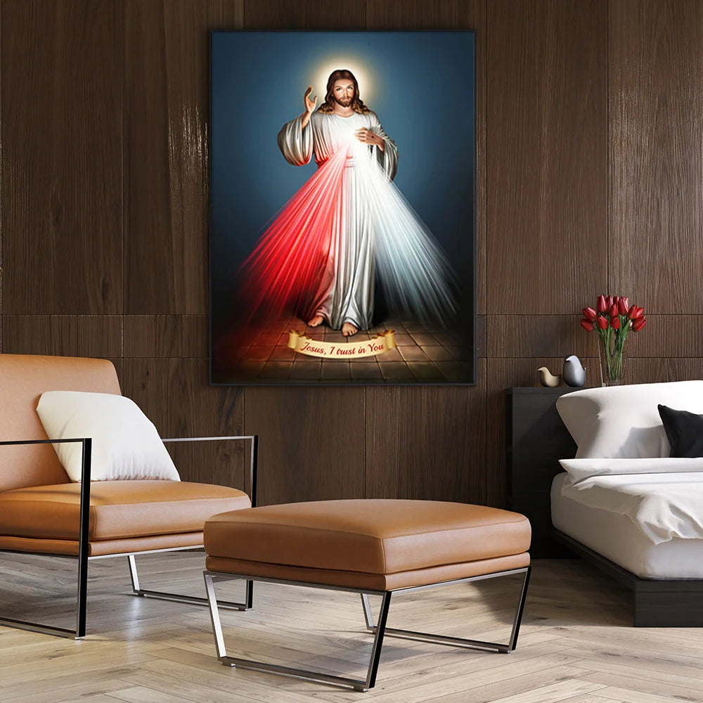 Jesus Divine Mercy I Trust In You Black Frame Canvas Wall
