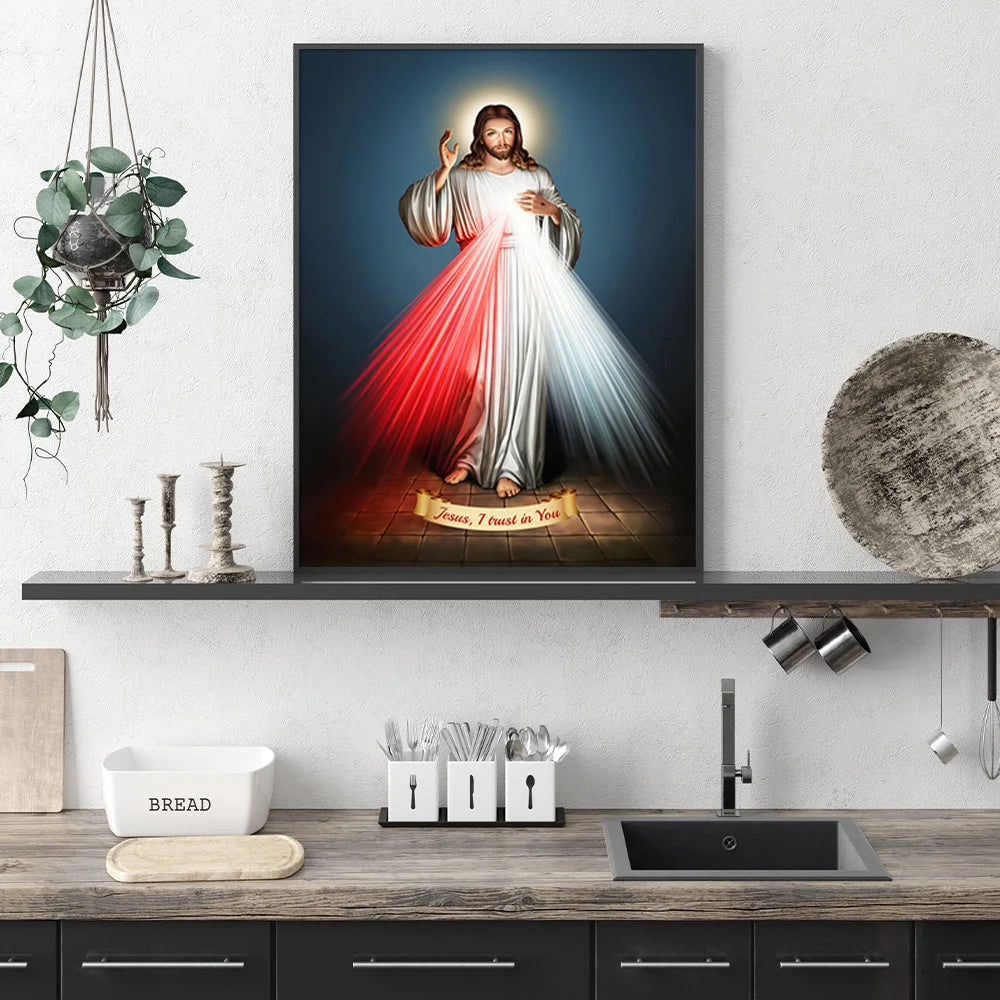 Jesus Divine Mercy I Trust In You Black Frame Canvas Wall