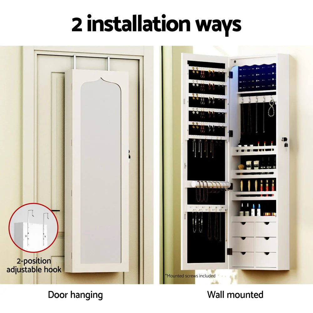 Jewellery Cabinet LED Mirror Lockable 164