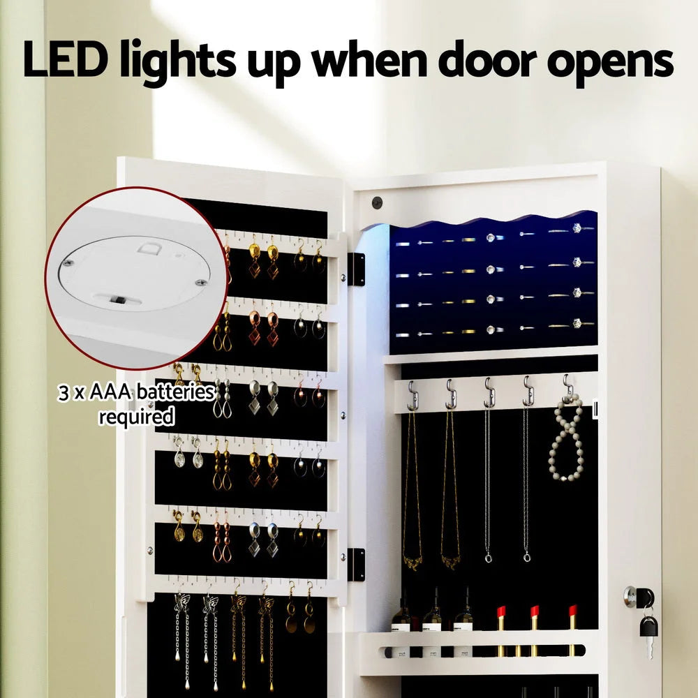 Jewellery Cabinet LED Mirror Lockable - Home & Garden