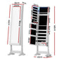 Jewellery cabinet mirror with doors and organised storage compartments