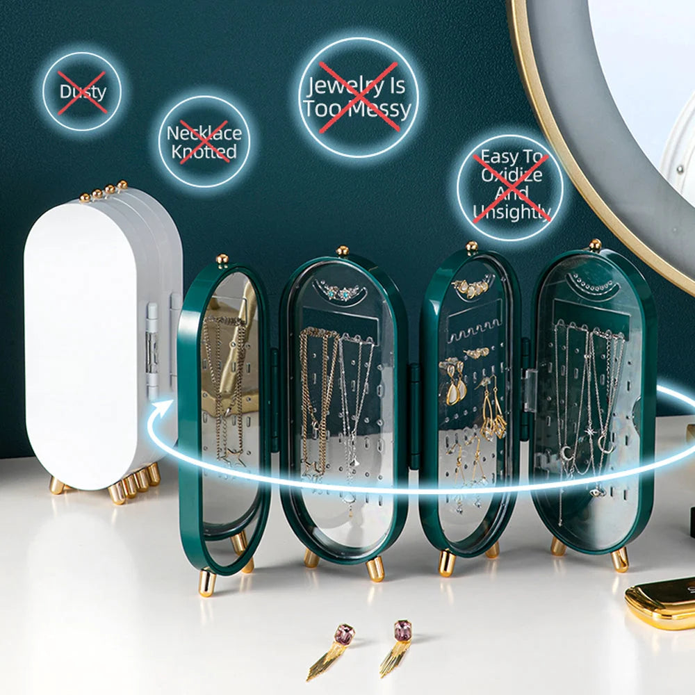 Jewellery Storage Box Earrings Necklace Organizer 4 Doors