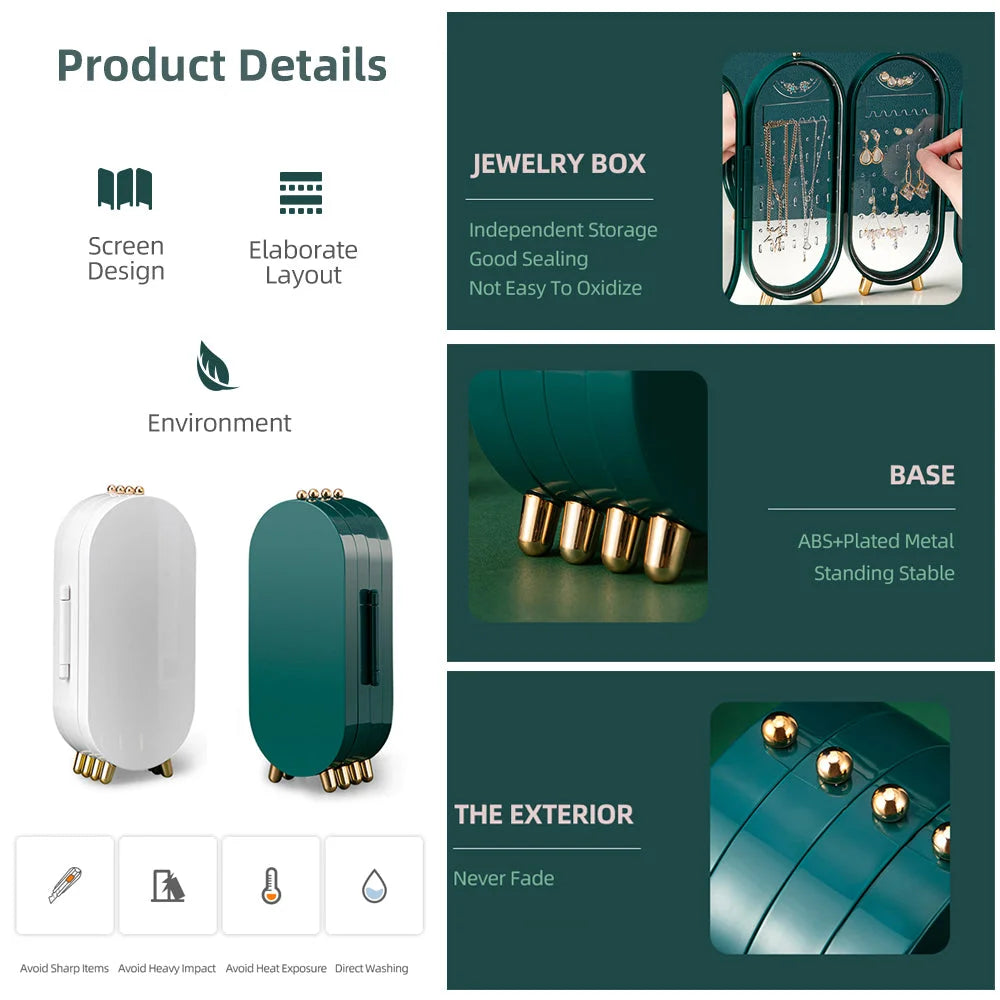 Jewellery Storage Box Earrings Necklace Organizer 4 Doors