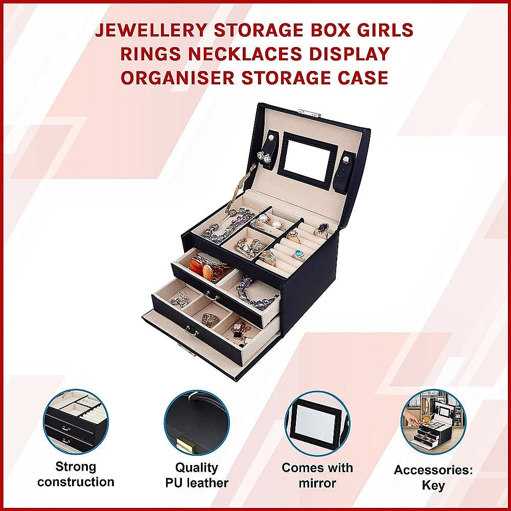 Jewellery Storage Box Girls Rings Necklaces Display