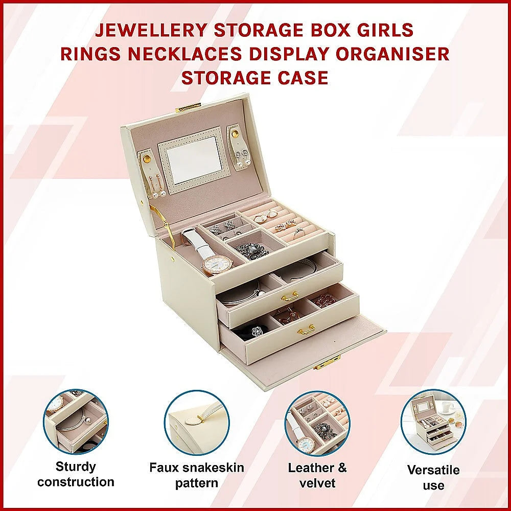 Jewellery Storage Box Girls Rings Necklaces Display
