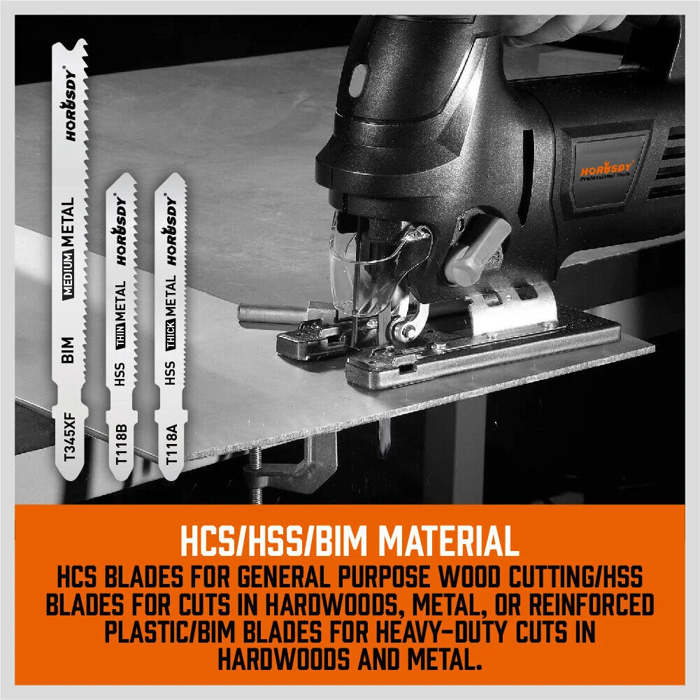 Jig Saw Blades Set 25Pc T-shank Wood Plastic Metal Sheet