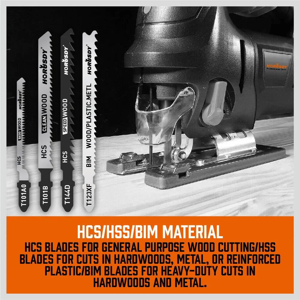 Jig Saw Blades Set 25Pc T-shank Wood Plastic Metal Sheet