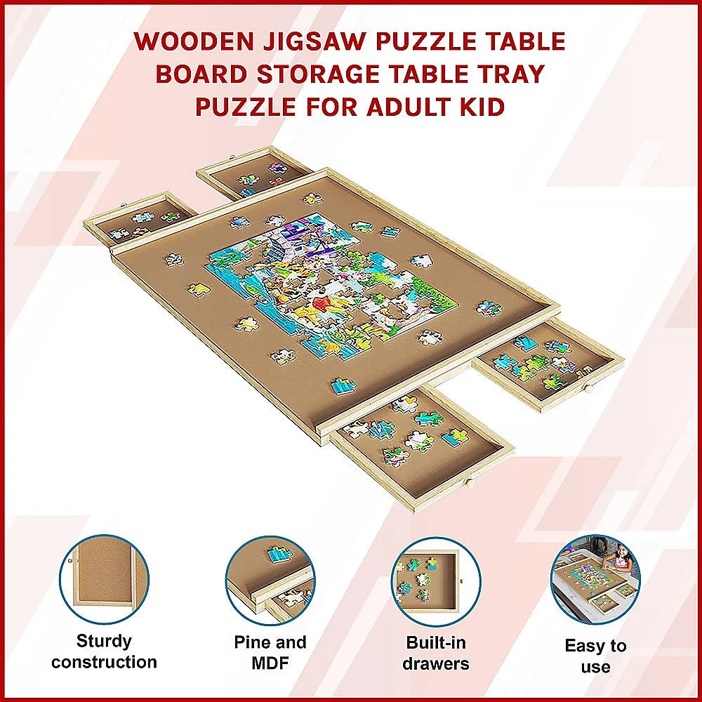Jigsaw Puzzle Table Board Wooden Storage Tray for Adults