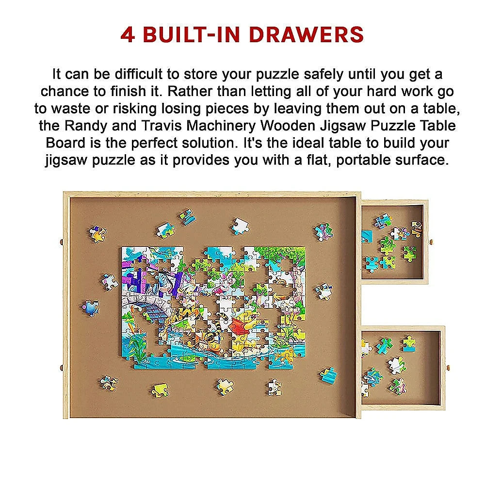 Jigsaw Puzzle Table Board Wooden Storage Tray for Adults